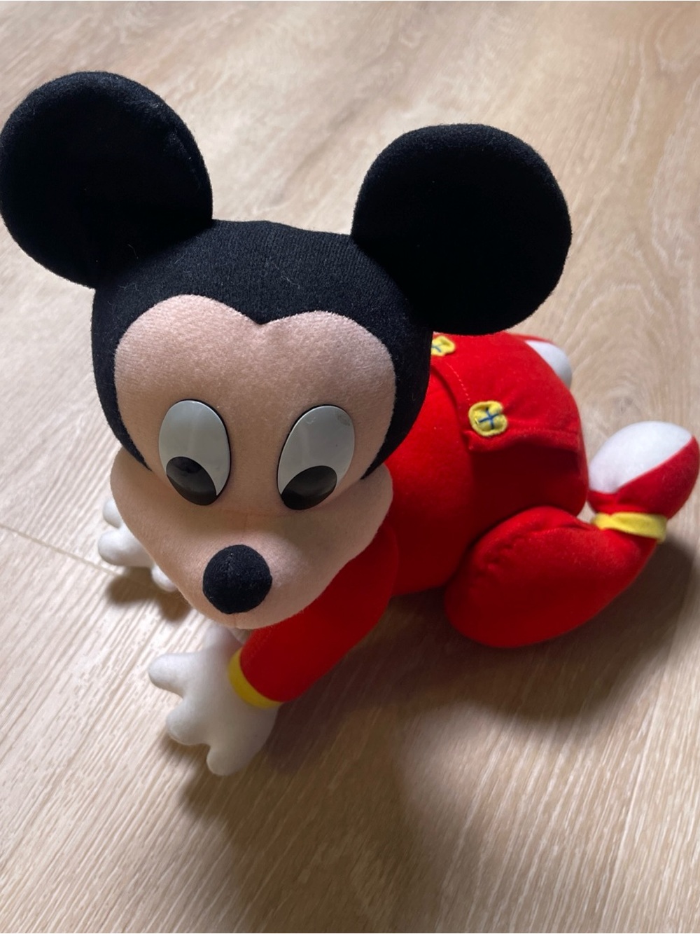 Vintage 1995 MATTEL Disney Baby Micky Mouse Touch and Crawl Stuffed Animal Toy
